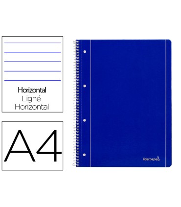 Cuaderno espiral liderpapel a4 micro serie azul tapa blanda 80h 80 gr horizontal con margen 4 taladros azul