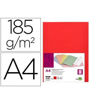 Subcarpeta liderpapel din a4 rojo intenso 180g m2