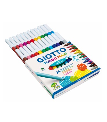 Rotulador giotto turbo maxi caja de 24 colores lavables con punta bloqueada