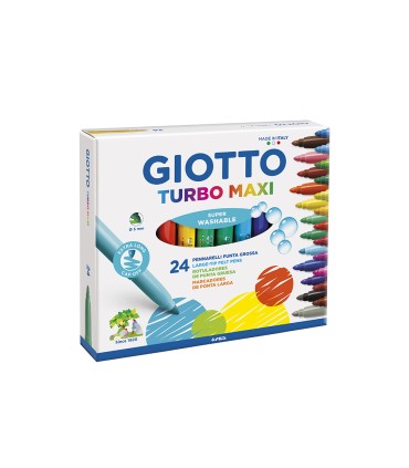 Rotulador giotto turbo maxi caja de 24 colores lavables con punta bloqueada