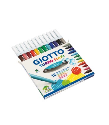 Rotulador giotto turbo maxi caja de 12 colores lavables con punta bloqueada