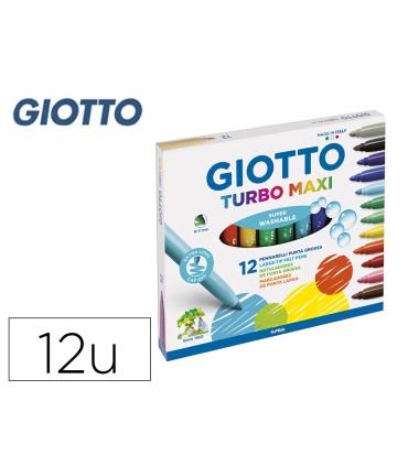 Rotulador giotto turbo maxi caja de 12 colores lavables con punta bloqueada