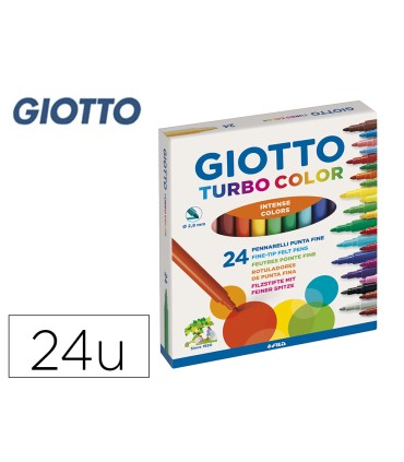 Rotulador giotto turbo color caja de 24 colores lavables con punta bloqueada