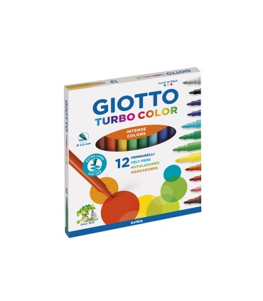 Rotulador giotto turbo color caja de 12 colores lavables con punta bloqueada