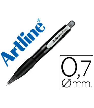 Portaminas artline retractil sujecion de caucho translucido 07 mm cuerpo negro