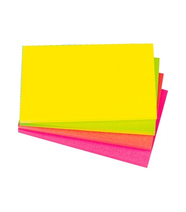 Bloc de notas adhesivas quita y pon q connect 127x76 mm con 100hojas fluorescentes pack de 12 surtidas en 4 colores