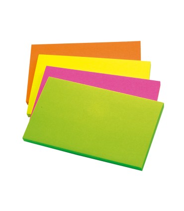 Bloc de notas adhesivas quita y pon q connect 127x76 mm con 100hojas fluorescentes pack de 12 surtidas en 4 colores