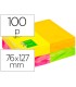 Bloc de notas adhesivas quita y pon q connect 127x76 mm con 100hojas fluorescentes pack de 12 surtidas en 4 colores