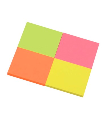 Bloc de notas adhesivas quita y pon q connect 38x51 mm con 50 hojas fluorescentes pack de 4 unidades