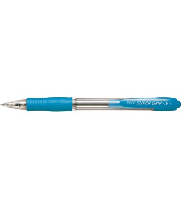 Boligrafo pilot super grip celeste retractil sujecion de caucho tinta base de aceite