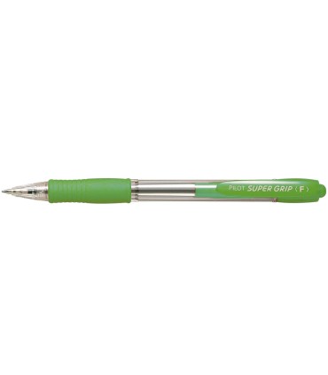 Boligrafo pilot super grip verde claro retractil sujecion de caucho tinta base de aceite