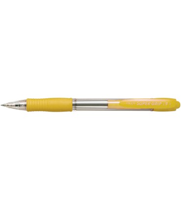 Boligrafo pilot super grip amarillo retractil sujecion de caucho tinta base de aceite