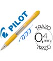 Boligrafo pilot super grip amarillo retractil sujecion de caucho tinta base de aceite