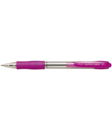 Boligrafo pilot super grip rosa retractil sujecion de caucho tinta base de aceite