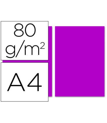 Papel color liderpapel a4 80gr fucsia paquete de 100 hojas