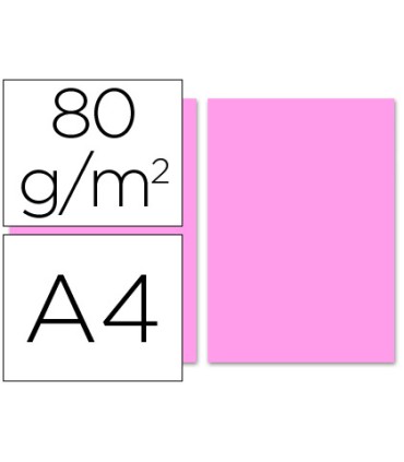 Papel color liderpapel a4 80gr rosa paquete de 100 hojas