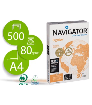 Papel fotocopiadora navigator din a4 80 gramos 4 taladros papel multiuso ink jet y laser paquete de 500 hojas