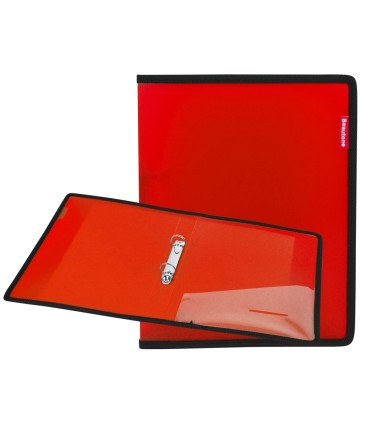 Carpeta liderpapel 2 anillas 25 mm 43030 polipropileno roja con bolsa y tarjetero con ribete negro