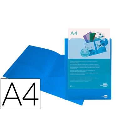 Carpeta liderpapel dossier dos bolsas canguro 45682 polipropileno din a4 azul