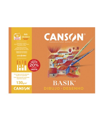 Papel dibujo basik 240x320 din a4 130 gr con recuadro minipack de 10 hojas