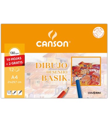 Papel dibujo basik 240x320 din a4 130 gr con recuadro minipack de 10 hojas