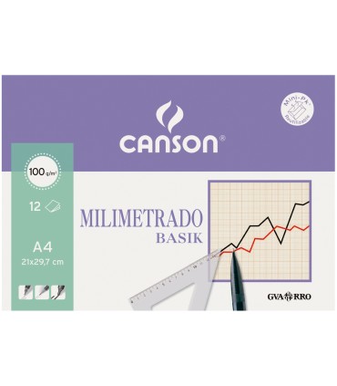 Papel milimetrado guarro 210x297 mm minipack de 12 hojas