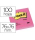 Bloc de notas adhesivas quita y pon post it 76x76 mm fucsia neon con 100 hojas