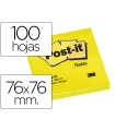 Bloc de notas adhesivas quita y pon post-it 76x76 mm amarillo neon con 100 hojas