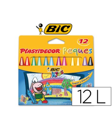 Lapices cera plastidecor peques caja de 12 colores surtidos