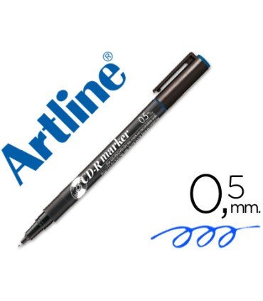 Rotulador artline para cd punta de fibra permanente ek 883 azul punta redonda 05 mm