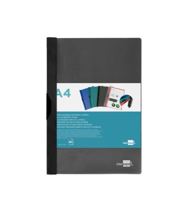 Carpeta liderpapel dossier pinza lateral 45325 polipropileno din a4 negro 60 hojas pinza deslizante