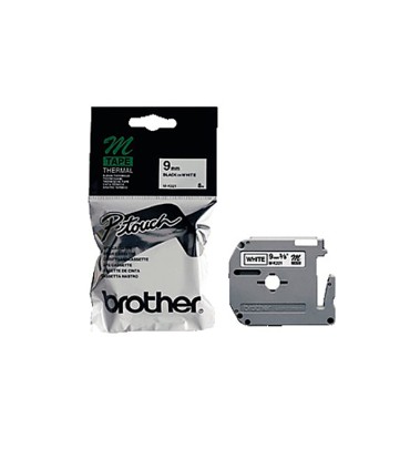 Cinta brother mk 221 blanco negro 9mm longitud 8 mt