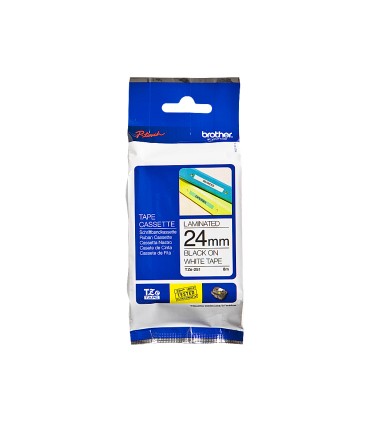 Cinta brother tze 251 blanco negro 24mm longitud 8 mt