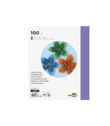 Cartulina liderpapel a4 180g m2 lila paquete de 100 hojas