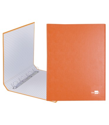 Carpeta de 4 anillas 25mm mixtas liderpapel folio carton forrado paper coat naranja