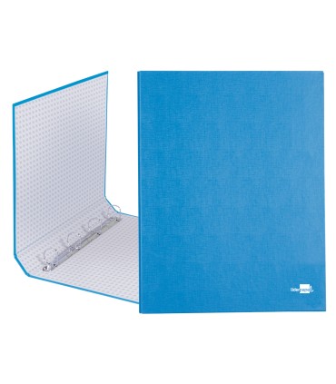 Carpeta de 4 anillas 25mm mixtas liderpapel folio carton forrado paper coat celeste