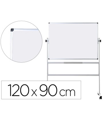 Pizarra blanca q connect doble cara melamina marco de aluminio 120x90 cm giratoria