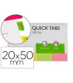 Banderitas separadoras q-connect 20x50 mm fluorescente pack de 4 con 50 hojas