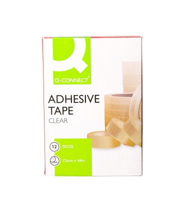 Cinta adhesiva q connect transparente 66 mt x 12 mm