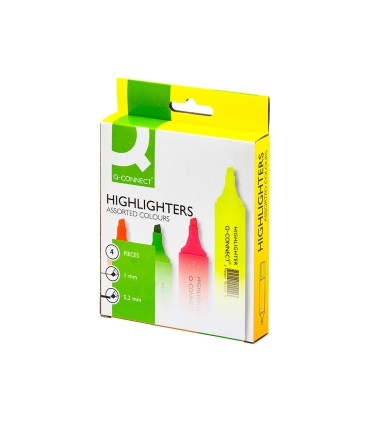 Rotulador q connect fluorescente surtido caja de 4 unidades colores surtidos