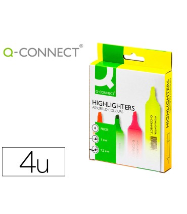 Rotulador q connect fluorescente surtido caja de 4 unidades colores surtidos