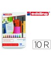 Rotulador edding punta fibra 1200 caja metalica 10 unidades colores surtidos punta redonda 0,5 mm