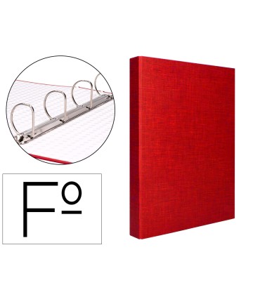 Carpeta de 4 anillas 40mm mixtas liderpapel folio carton forrado paper coat roja