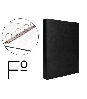 Carpeta de 4 anillas 25mm mixtas liderpapel folio carton forrado paper coat negra