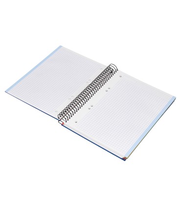 Cuaderno espiral liderpapel a5 micro papercoat tapa forrada 140h 75 gr cuadro5mm 5 bandas 6 taladros azul