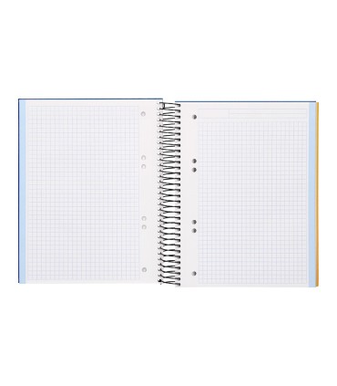 Cuaderno espiral liderpapel a5 micro papercoat tapa forrada 140h 75 gr cuadro5mm 5 bandas 6 taladros azul