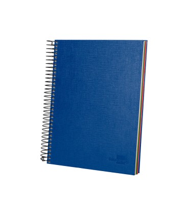 Cuaderno espiral liderpapel a5 micro papercoat tapa forrada 140h 75 gr cuadro5mm 5 bandas 6 taladros azul