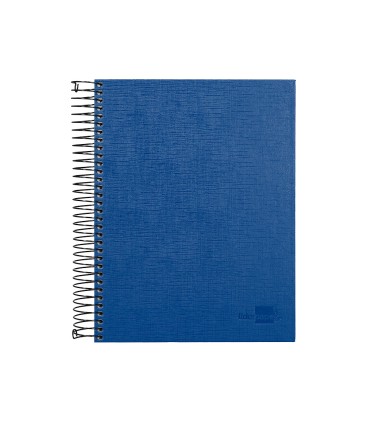 Cuaderno espiral liderpapel a5 micro papercoat tapa forrada 140h 75 gr cuadro5mm 5 bandas 6 taladros azul