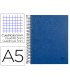 Cuaderno espiral liderpapel a5 micro papercoat tapa forrada 140h 75 gr cuadro5mm 5 bandas 6 taladros azul