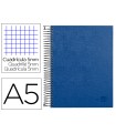 Cuaderno espiral liderpapel a5 micro papercoat tapa forrada 140h 75 gr cuadro5mm 5 bandas 6 taladros azul